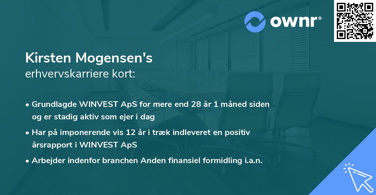 Kirsten Mogensen's erhvervskarriere kort