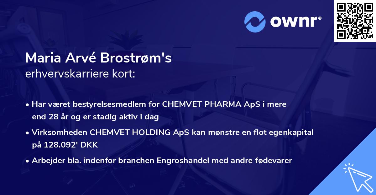 Maria Arvé Brostrøm's erhvervskarriere kort