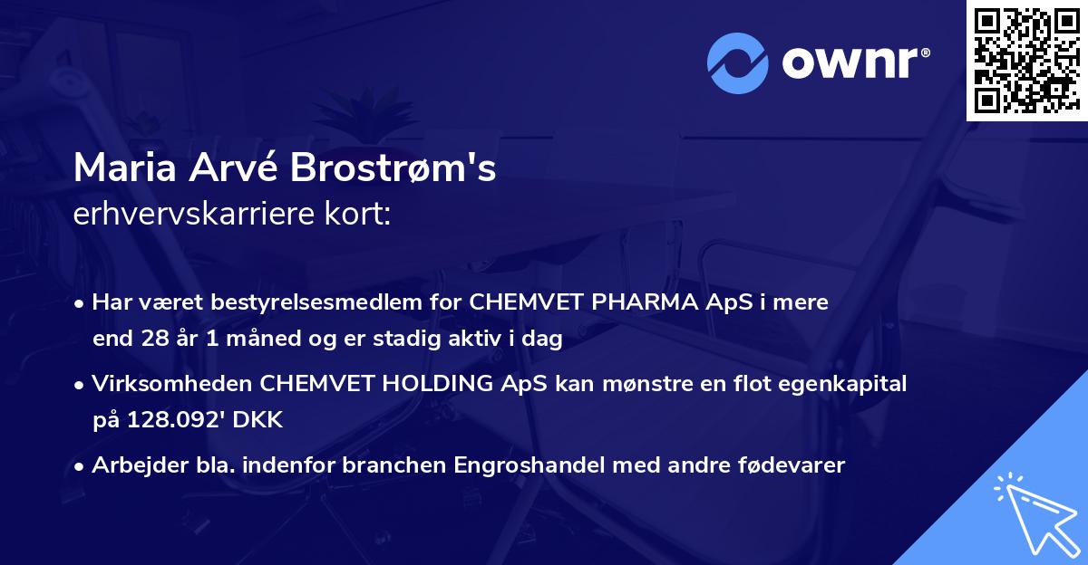 Maria Arvé Brostrøm's erhvervskarriere kort