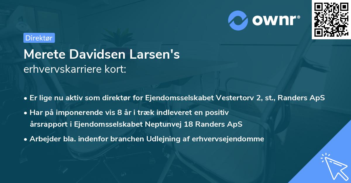 Merete Davidsen Larsen's erhvervskarriere kort