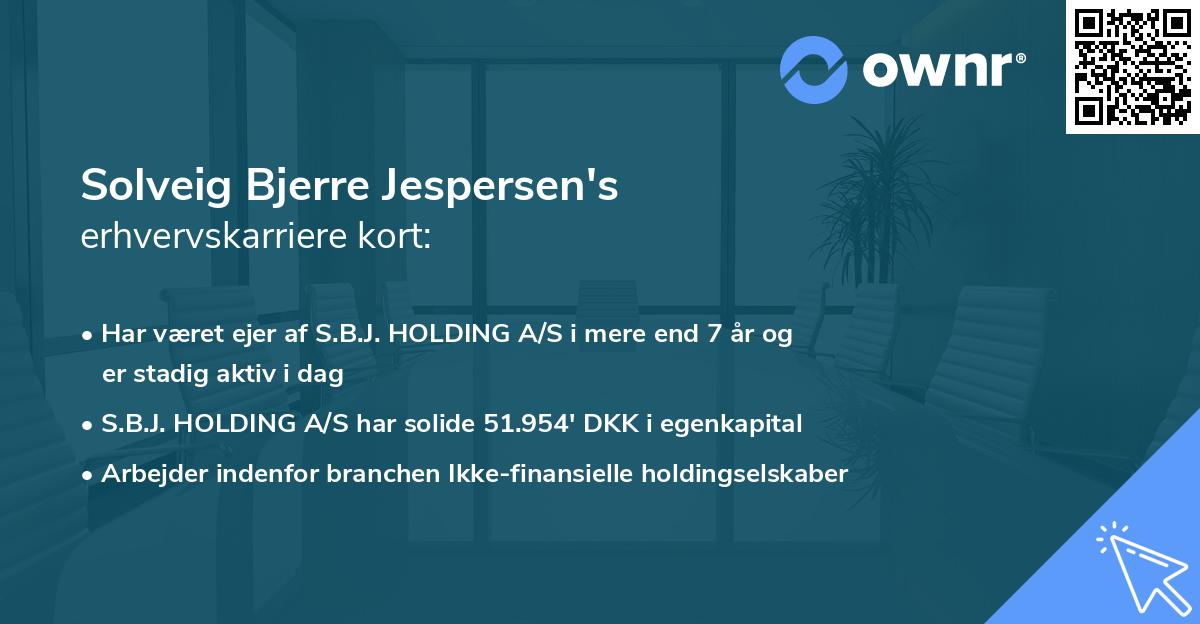 Solveig Bjerre Jespersen's erhvervskarriere kort