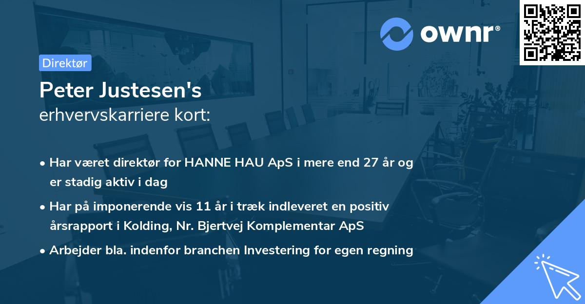 Peter Justesen's erhvervskarriere kort