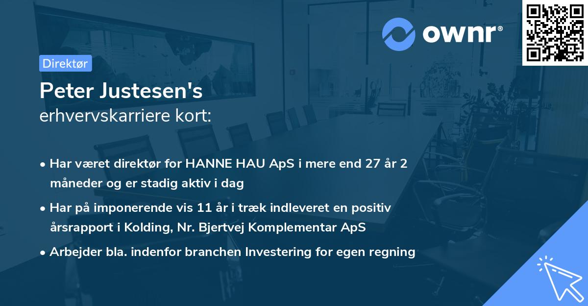 Peter Justesen's erhvervskarriere kort