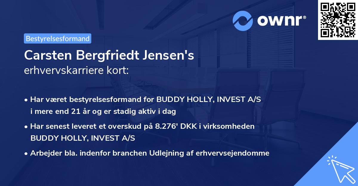 Carsten Bergfriedt Jensen's erhvervskarriere kort