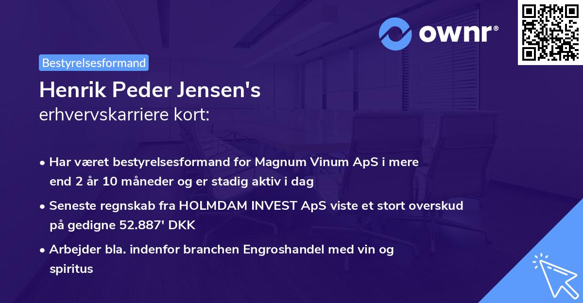 Henrik Peder Jensen's erhvervskarriere kort
