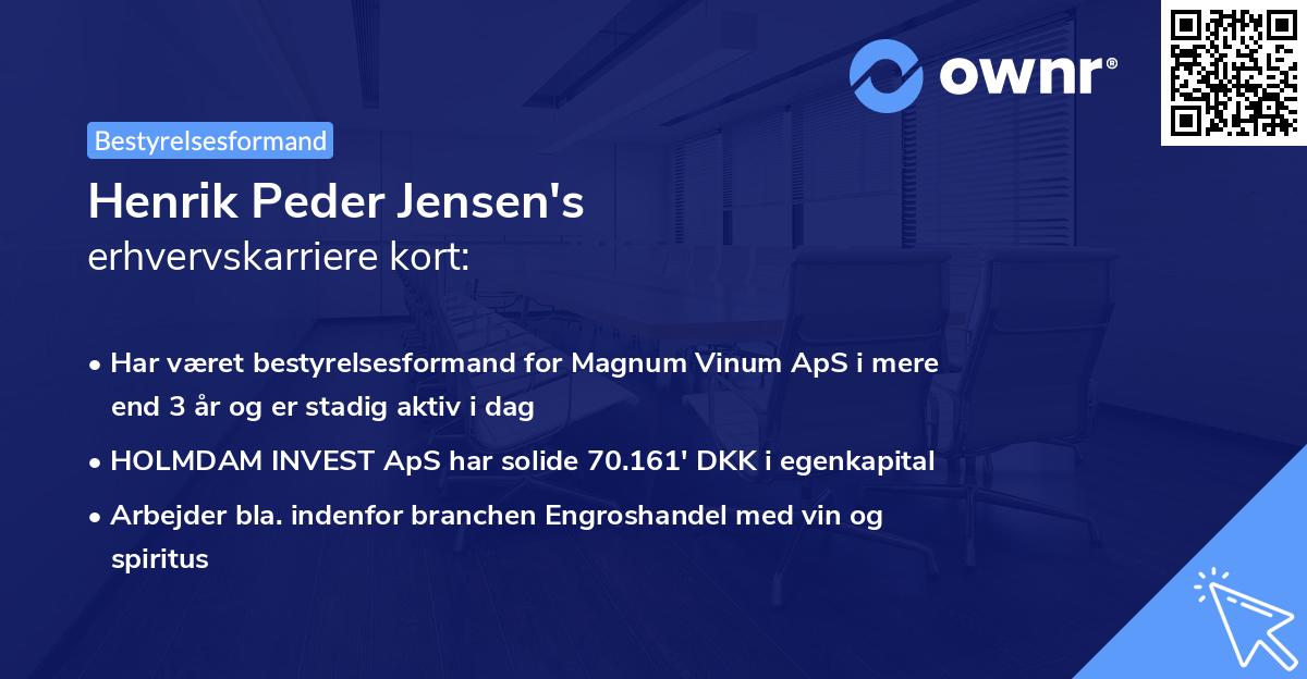 Henrik Peder Jensen's erhvervskarriere kort