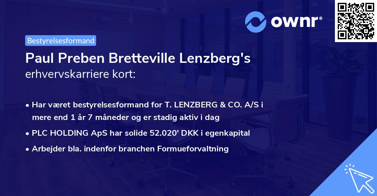 Paul Preben Bretteville Lenzberg's erhvervskarriere kort