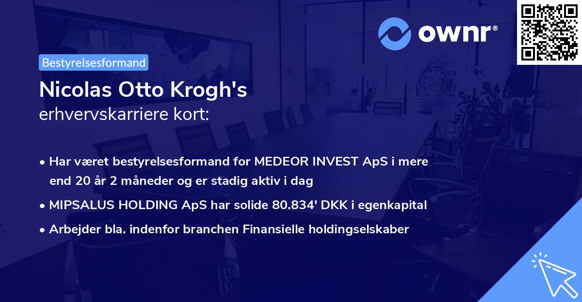 Nicolas Otto Krogh's erhvervskarriere kort