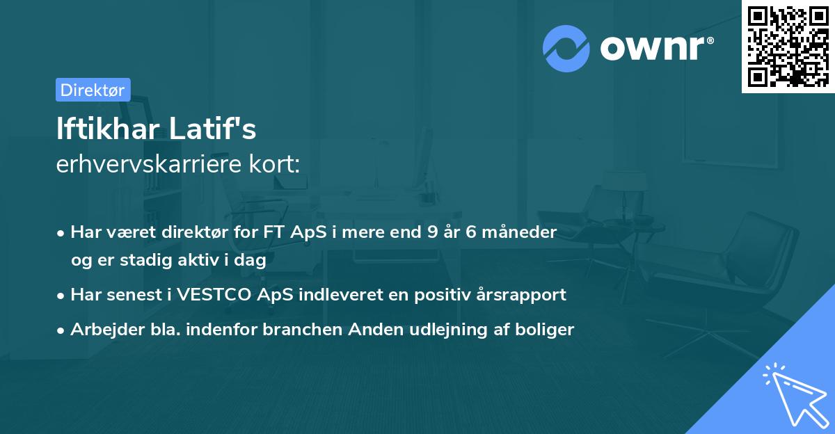 Iftikhar Latif's erhvervskarriere kort