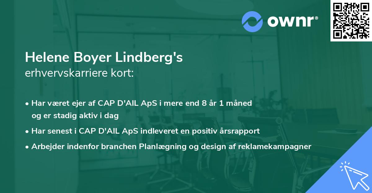 Helene Boyer Lindberg's erhvervskarriere kort