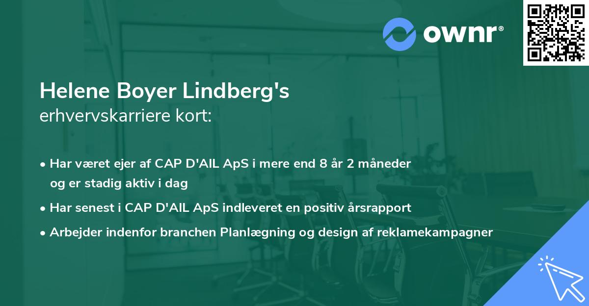 Helene Boyer Lindberg's erhvervskarriere kort