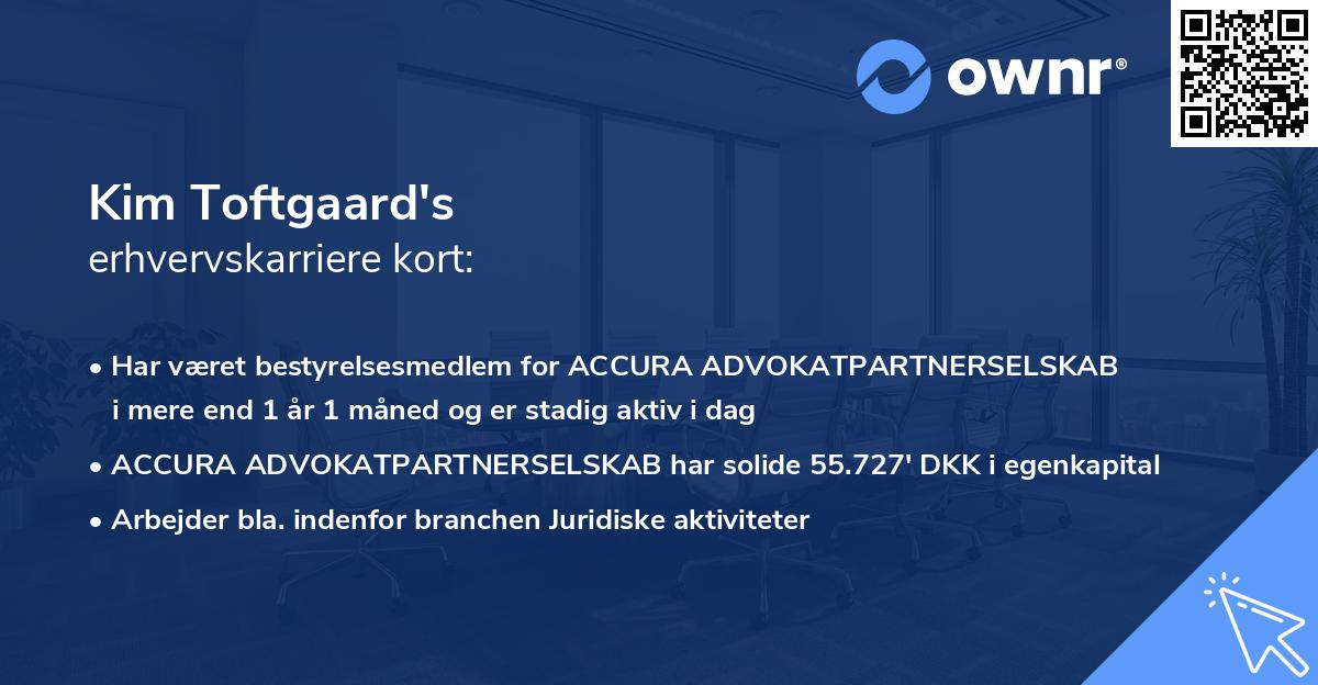 Kim Toftgaard's erhvervskarriere kort