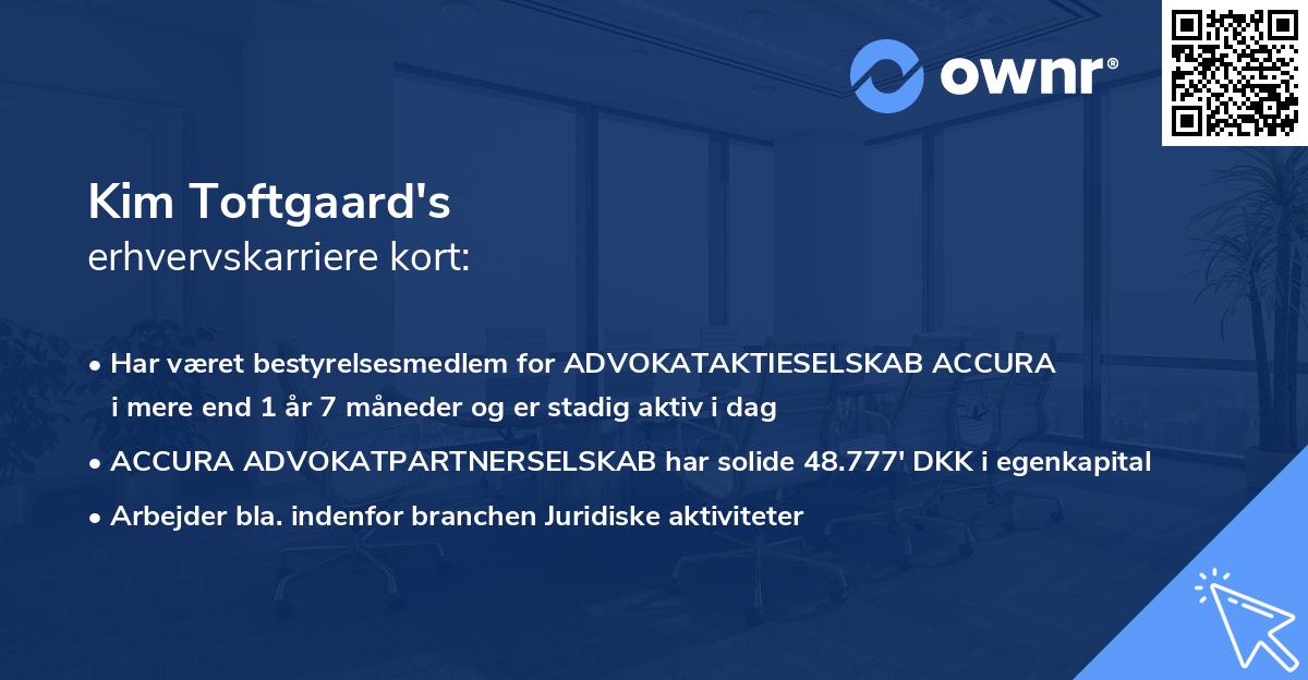 Kim Toftgaard's erhvervskarriere kort