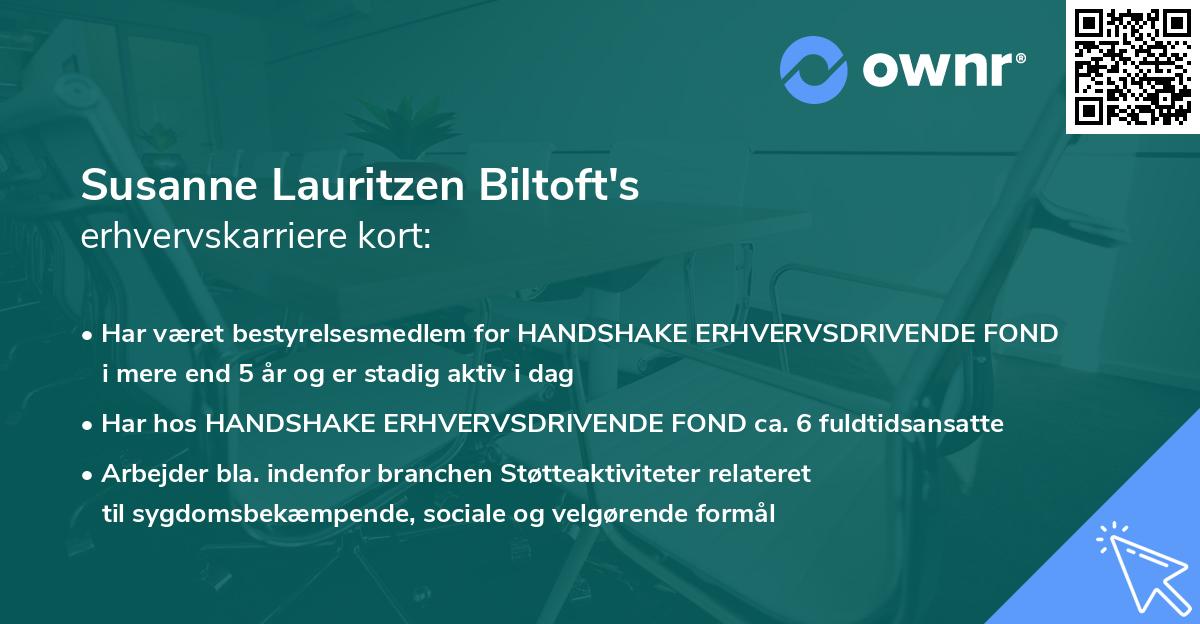 Susanne Lauritzen Biltoft's erhvervskarriere kort
