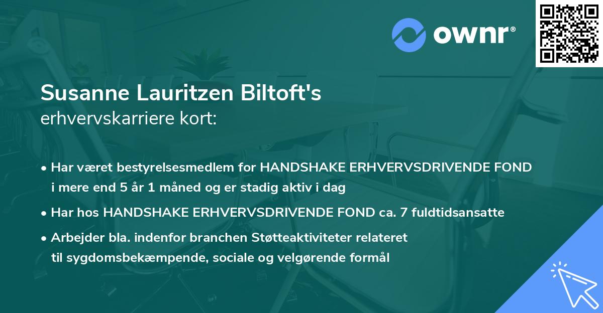 Susanne Lauritzen Biltoft's erhvervskarriere kort