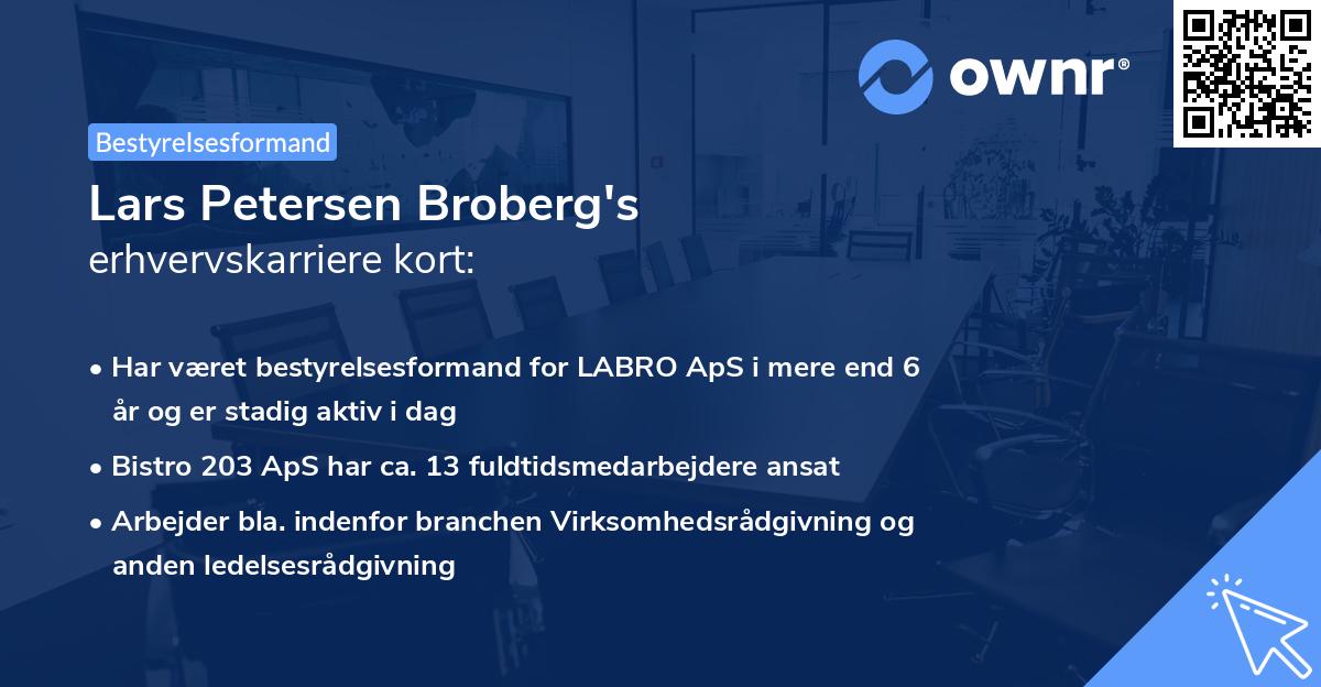 Lars Petersen Broberg's erhvervskarriere kort