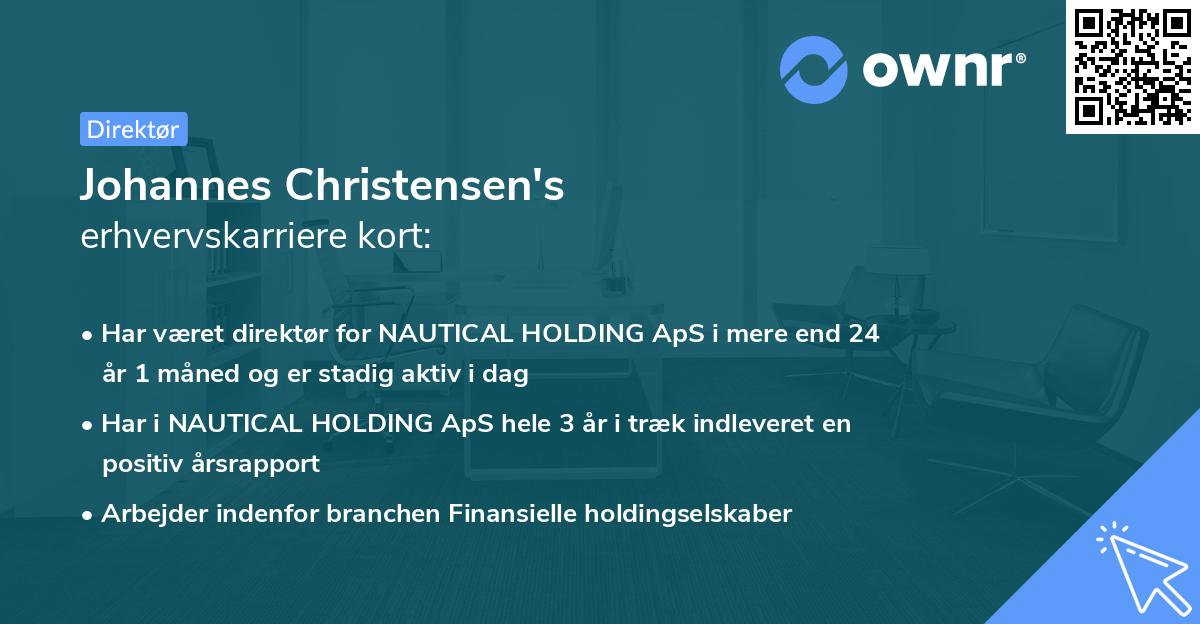 Johannes Christensen's erhvervskarriere kort