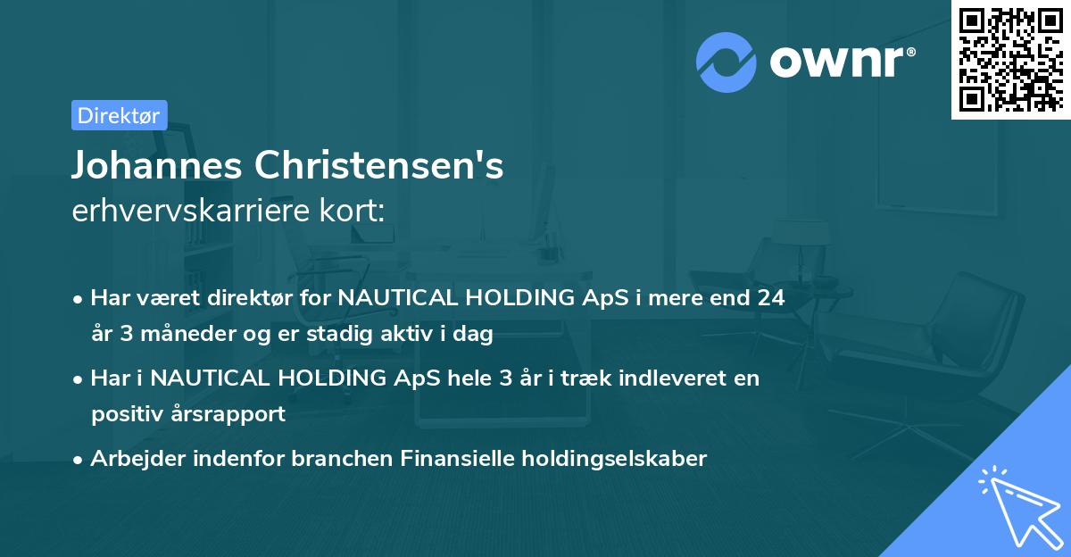 Johannes Christensen's erhvervskarriere kort
