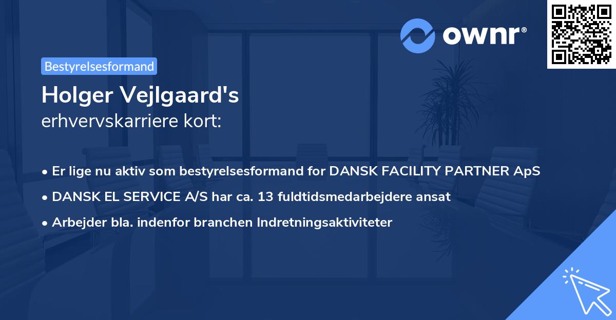 Holger Vejlgaard's erhvervskarriere kort