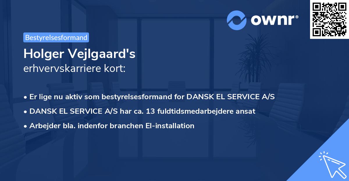 Holger Vejlgaard's erhvervskarriere kort