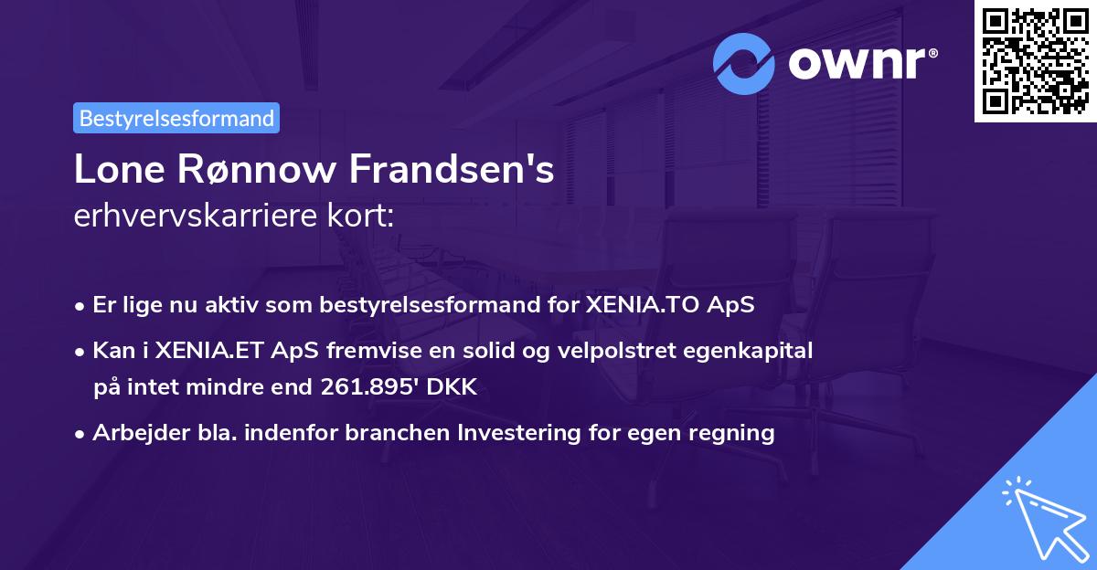 Lone Rønnow Frandsen's erhvervskarriere kort