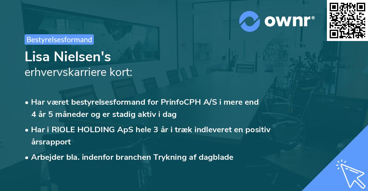 Lisa Nielsen's erhvervskarriere kort