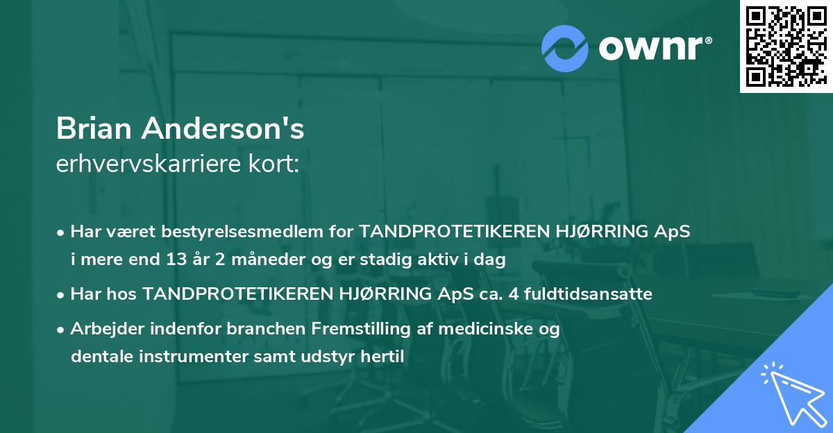 Brian Anderson's erhvervskarriere kort