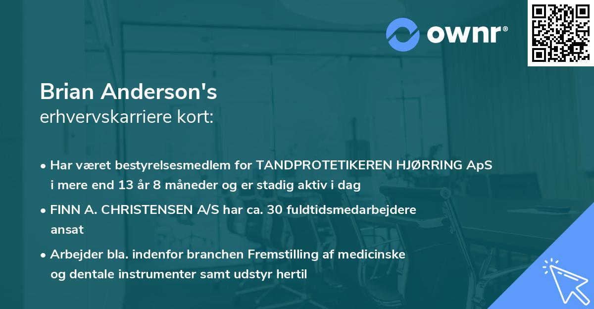 Brian Anderson's erhvervskarriere kort