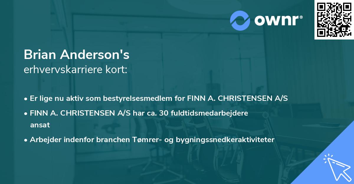 Brian Anderson's erhvervskarriere kort
