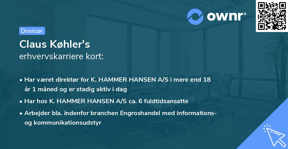 Claus Køhler's erhvervskarriere kort