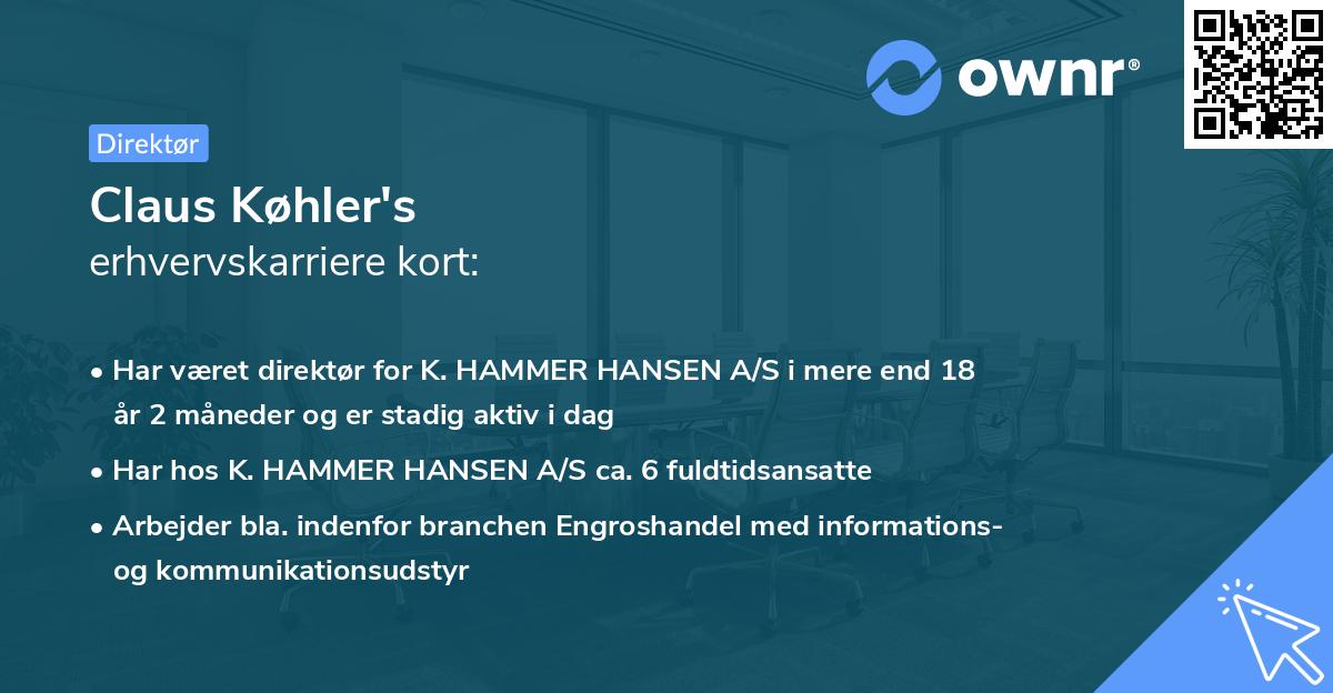 Claus Køhler's erhvervskarriere kort