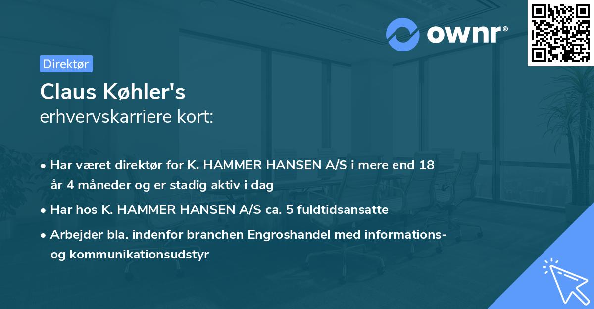 Claus Køhler's erhvervskarriere kort