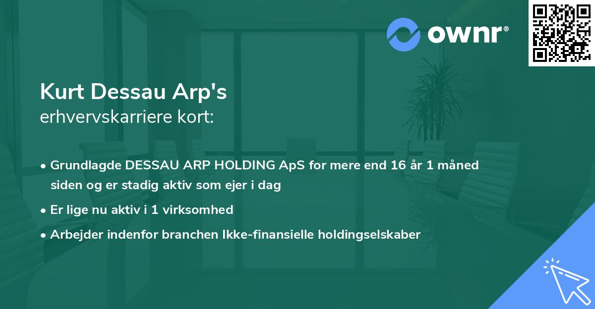 Kurt Dessau Arp's erhvervskarriere kort