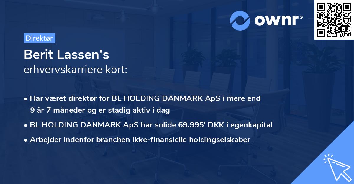 Berit Lassen's erhvervskarriere kort