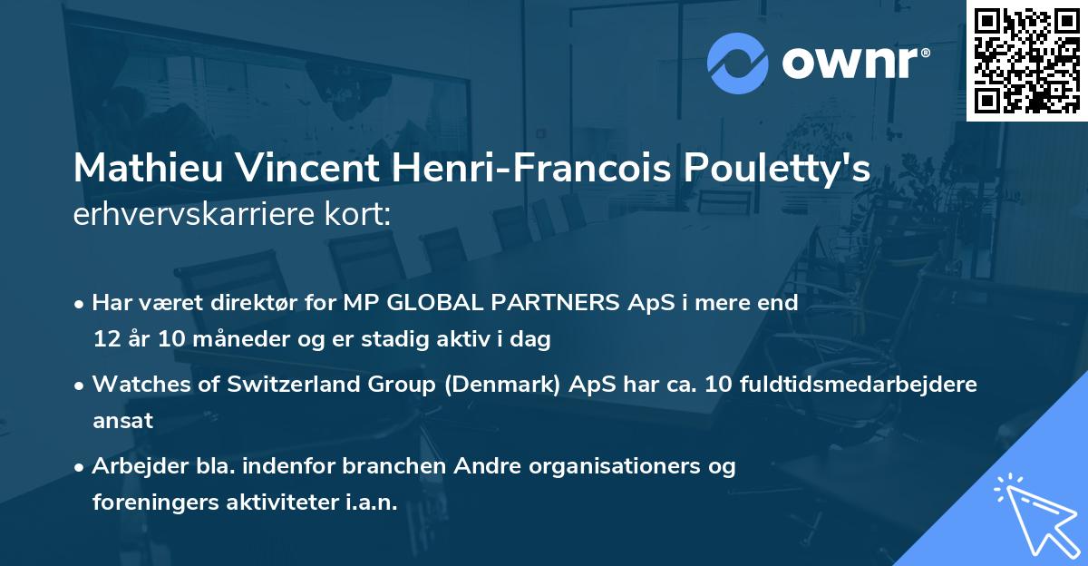 Mathieu Vincent Henri-Francois Pouletty's erhvervskarriere kort