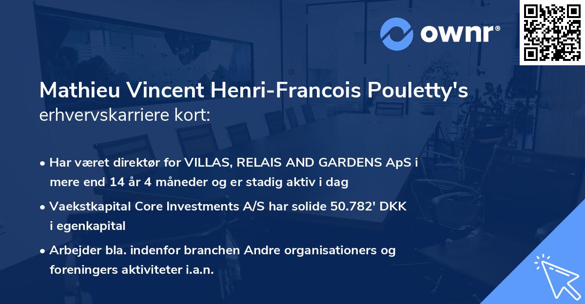 Mathieu Vincent Henri-Francois Pouletty's erhvervskarriere kort