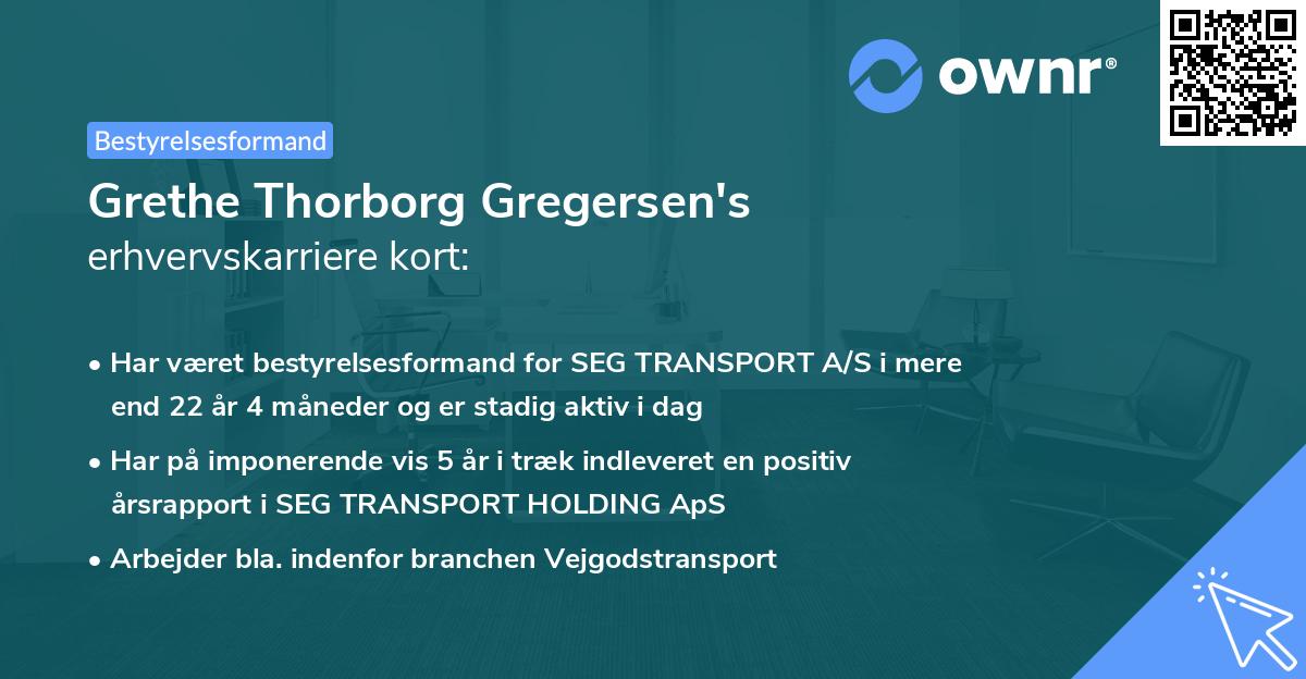 Grethe Thorborg Gregersen's erhvervskarriere kort