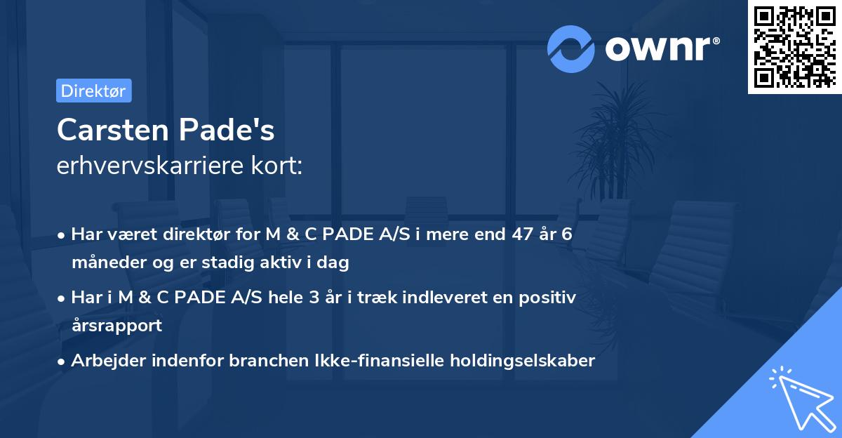 Carsten Pade's erhvervskarriere kort
