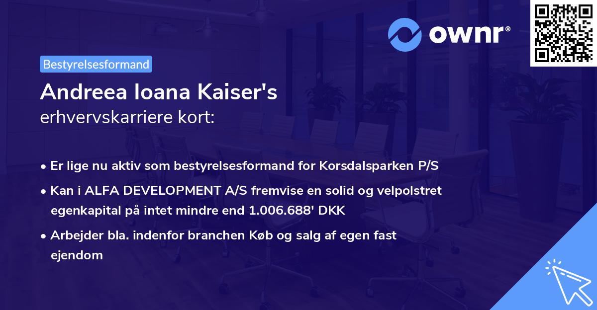 Andreea Ioana Kaiser's erhvervskarriere kort