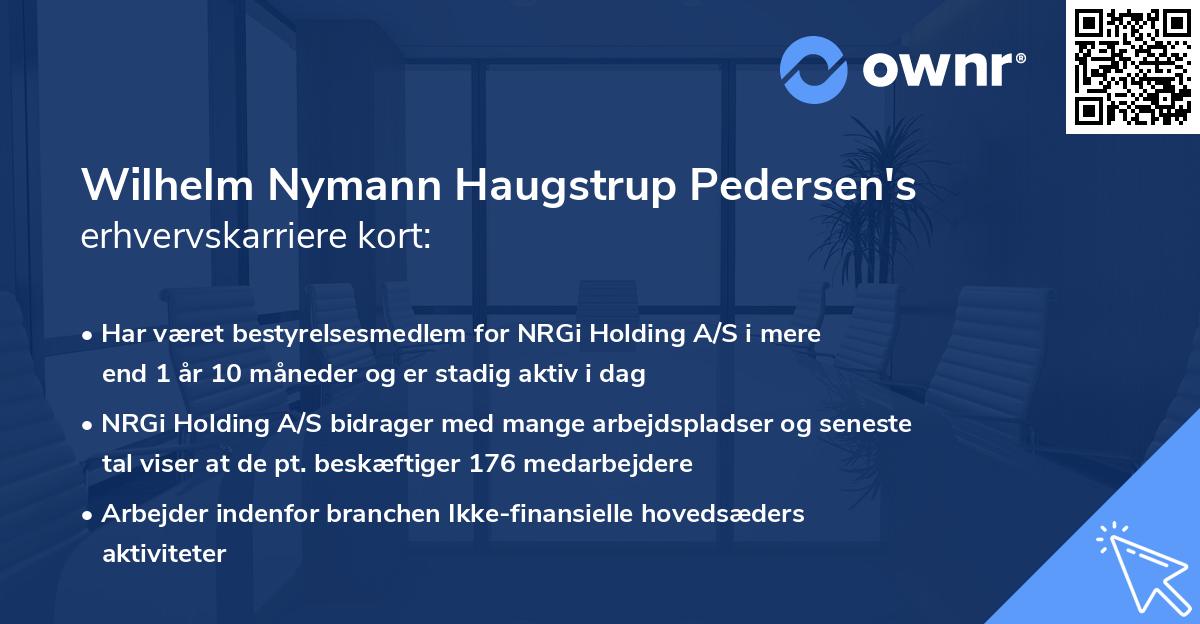 Wilhelm Nymann Haugstrup Pedersen's erhvervskarriere kort