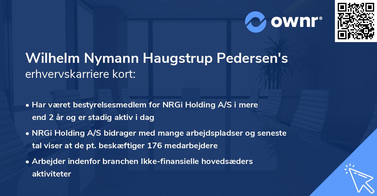 Wilhelm Nymann Haugstrup Pedersen's erhvervskarriere kort