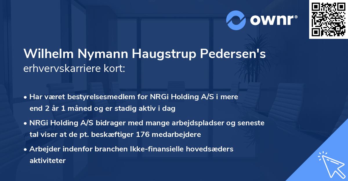Wilhelm Nymann Haugstrup Pedersen's erhvervskarriere kort