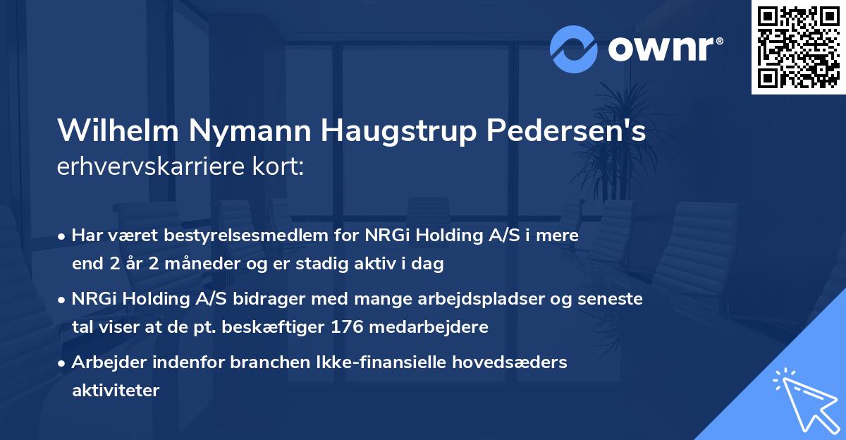 Wilhelm Nymann Haugstrup Pedersen's erhvervskarriere kort