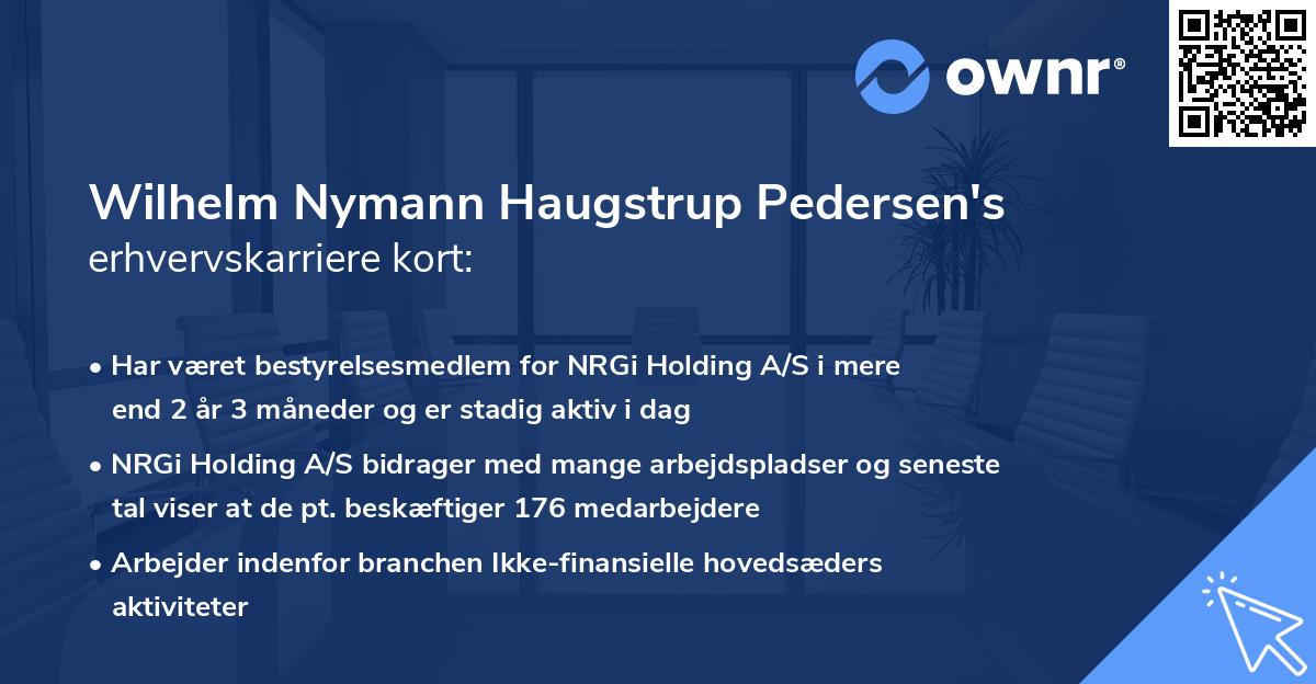Wilhelm Nymann Haugstrup Pedersen's erhvervskarriere kort