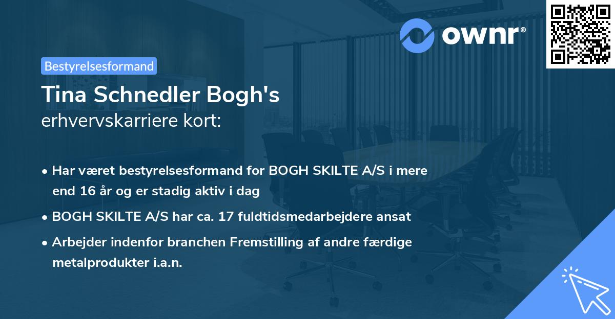 Tina Schnedler Bogh's erhvervskarriere kort