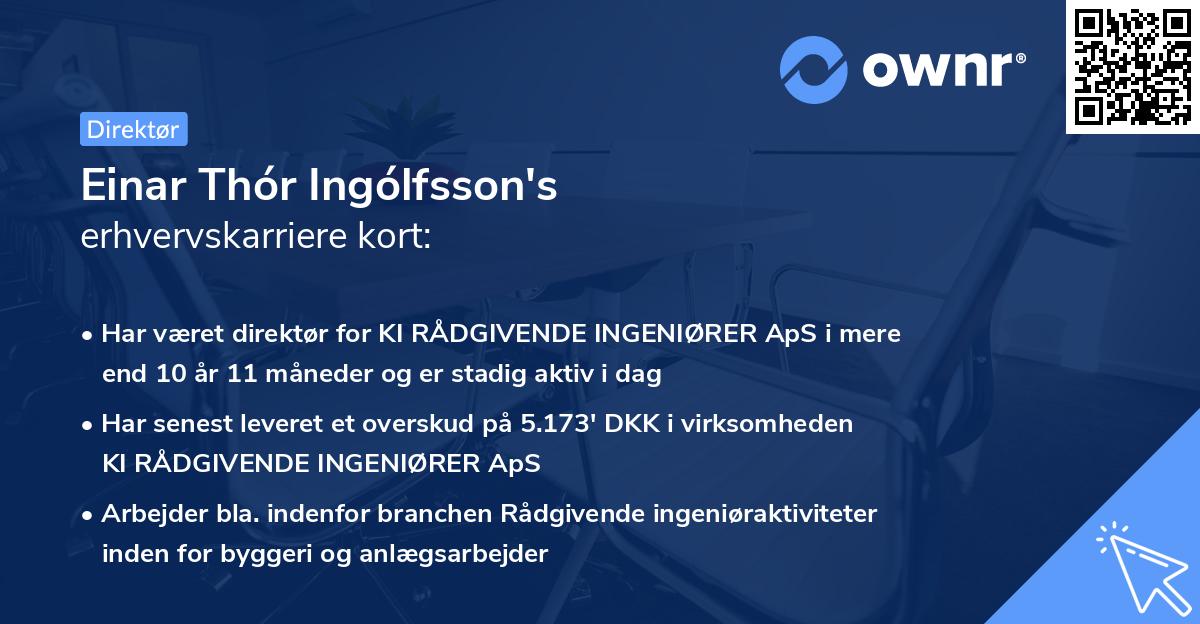 Einar Thór Ingólfsson's erhvervskarriere kort