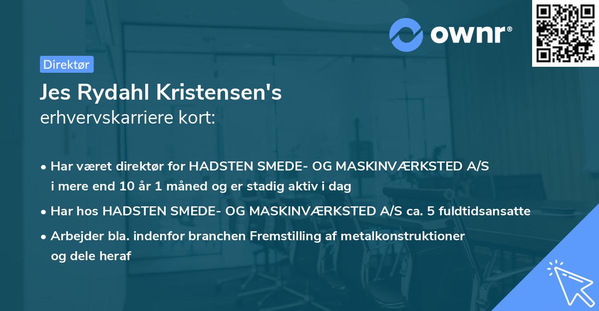 Jes Rydahl Kristensen's erhvervskarriere kort