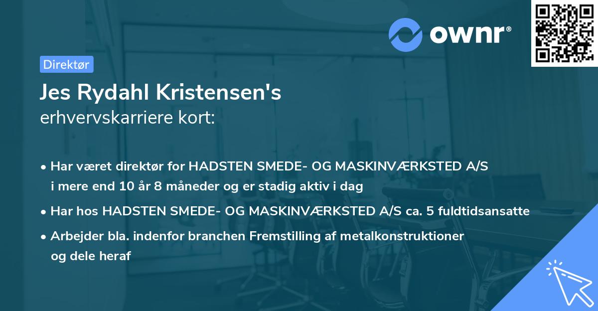 Jes Rydahl Kristensen's erhvervskarriere kort