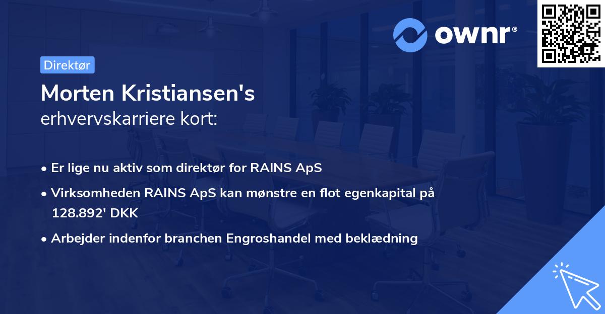 Morten Kristiansen's erhvervskarriere kort