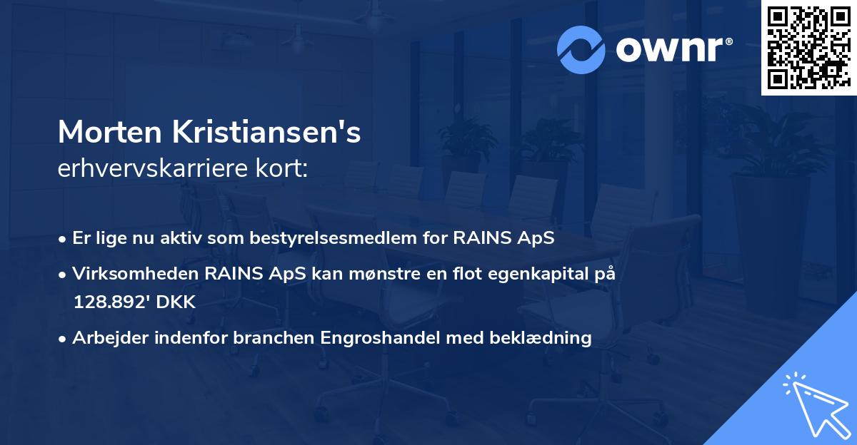 Morten Kristiansen's erhvervskarriere kort